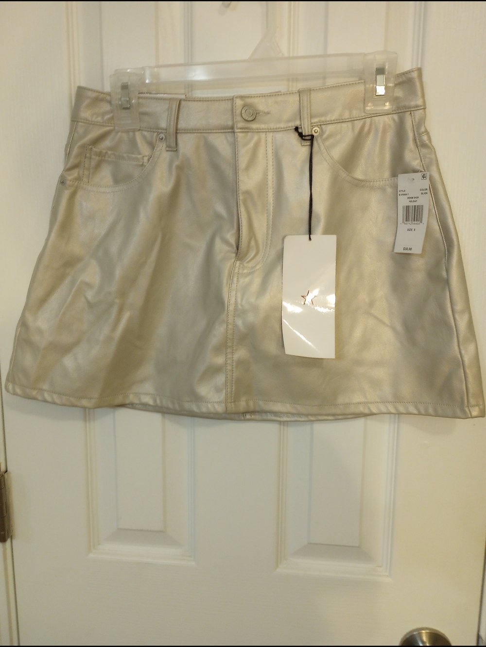 Vanilla Star Metallic Silver Mini Skirt